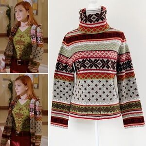 Rare 90s Vintage Designer Fair Isle Turtleneck Sweater Alt. ASO Willow in BTVS